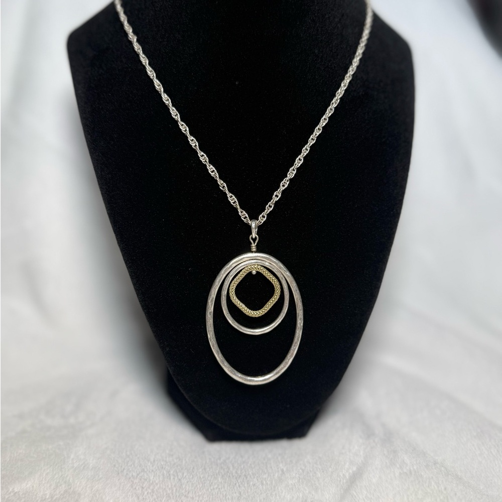 Lucky Brand Silver and Gold Pendant Necklace